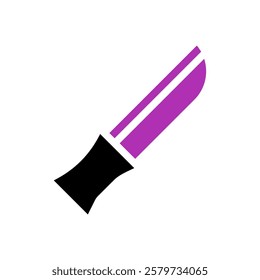 Simple purple knife icon with black handle design