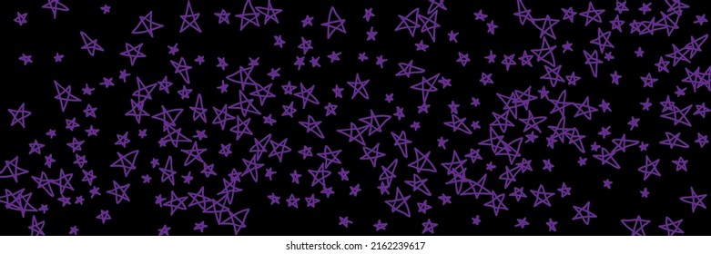 Simple Purple Lavender Stars Emo Chaotic Handdrawn Stars. Childish Naive Bright Vibrant Art Art Black Handdrawn Picture. Pink Night Vivid Black Kids Violet Sky Dark Stars Background.