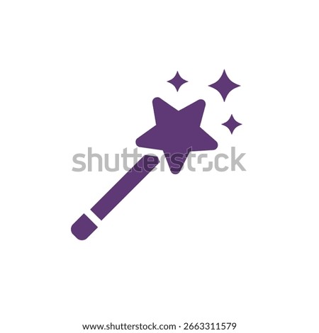A simple purple magic wand icon with a star-shaped tip and three