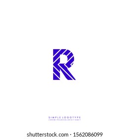 simple purple modern patterned R logo letter minimal design concept.