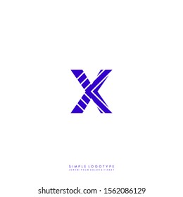 simple purple modern patterned X logo letter minimal design concept.
