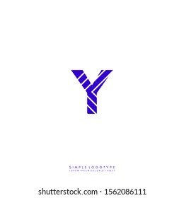 simple purple modern patterned Y logo letter minimal design concept.