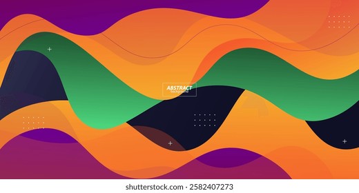 Simple purple and orange geometric business banner design. Creative banner design with wave shape and lines on blue background for template. Simple horizontal banner. Vector Eps10