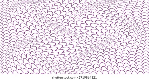 Patrón de onda de escala de pescado de contorno púrpura simple para fondo de póster de Anuncio.