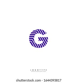 simple purple patterned modern G logotype design concept isolated on white background
