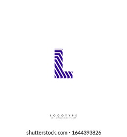 simple purple patterned modern L logotype design concept isolated on white background
