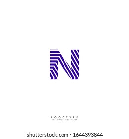 simple purple patterned modern N logotype design concept isolated on white background