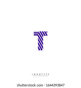 simple purple patterned modern T logotype design concept isolated on white background