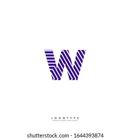 simple purple patterned modern W logotype design concept isolated on white background