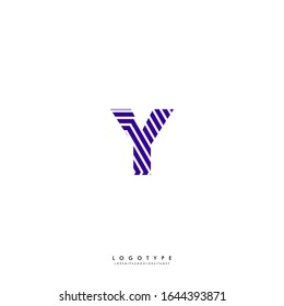 simple purple patterned modern Y logotype design concept isolated on white background