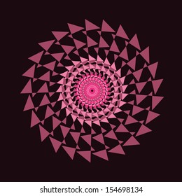 Simple purple and pink mandala on black background