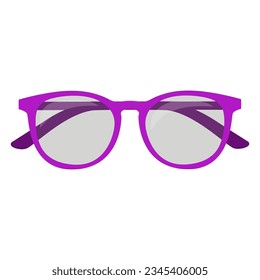 Simple purple plastic eyeglasses isolated icon, eyesight and fashion concept