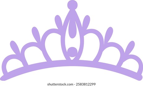 Simple purple princess crown with rounded tips, symbolizing royalty, elegance, and feminine power, perfect for fairytale or beauty related designs