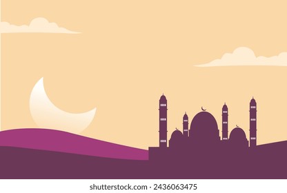 Fondo de ramadán púrpura simple con mezquita