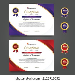 Simple Purple and Red Cetificate Design Template