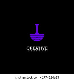 tecnología de forma púrpura simple logotipo letra concepto de diseño abstracto