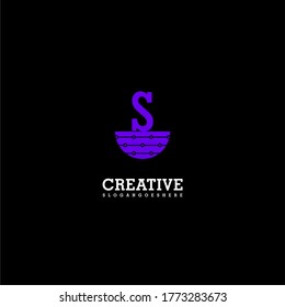 simple purple shape technology S logo letter abstract design concept