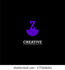simple purple shape technology Z logo letter abstract design concept
