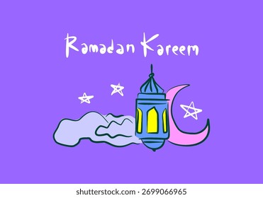 Simple Purple Sketch Icons Kollektion für islamische Feier