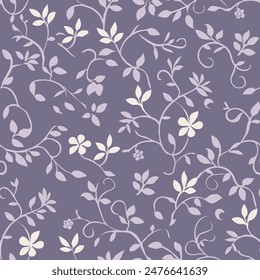 simple purple tonal floral vine pattern vector