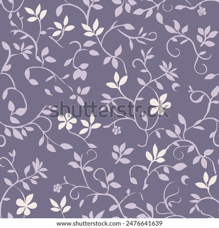 simple purple tonal floral vine pattern vector