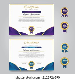 Simple Purple and Torquoise Cetificate Design Template with Wavy Texture