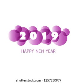 Simple Purple and White New Year Card, Cover or Background Design Template - 2019