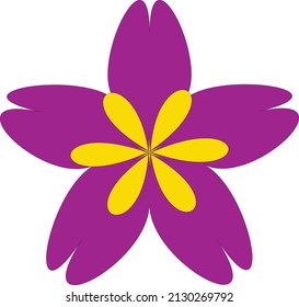 Ilustración simple de los vectores de flores moradas y amarillas 