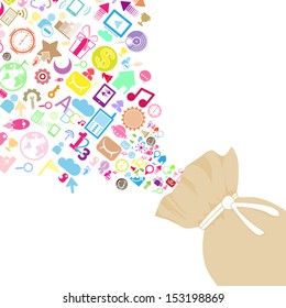 Simple purse on a background Color Set of network icons - vector icons 
