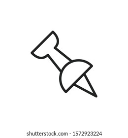 Simple push pin line icon. Stroke pictogram. Vector illustration isolated on a white background. Premium quality symbol. Vector sign for mobile app and web sites.