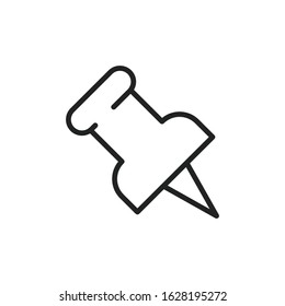 Simple push pin line icon. Stroke pictogram. Vector illustration isolated on a white background. Premium quality symbol. Vector sign for mobile app and web sites.