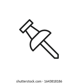 Simple push pin line icon. Stroke pictogram. Vector illustration isolated on a white background. Premium quality symbol. Vector sign for mobile app and web sites.