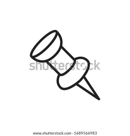 Simple push pin line icon. Stroke pictogram. Vector illustration isolated on a white background. Premium quality symbol. Vector sign for mobile app and web sites.
