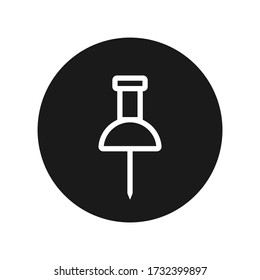 Simple push pin vector icon on white background.