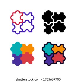 simple puzzle game icon design in line, solid, flat and filled lined style for playing game assets icon, website, app and ui design. Dice and board vector illustration in white background.