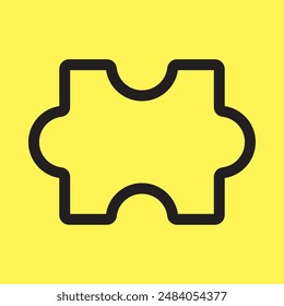 simple puzzle icon, line vector isolated on yellow background. trendy and modern design