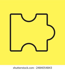 simple puzzle icon, line vector isolated on yellow background. trendy and modern design
