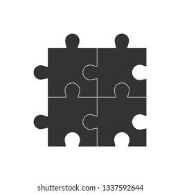 Simple puzzle icon. Vector illustration, flat design.