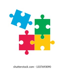 Simple puzzle icon. Vector illustration, flat design.