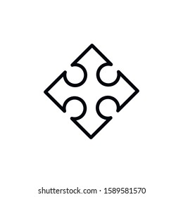 Simple puzzle line icon. Stroke pictogram. Vector illustration isolated on a white background. Premium quality symbol. Vector sign for mobile app and web sites.
