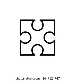 Simple puzzle line icon. Stroke pictogram. Vector illustration isolated on a white background. Premium quality symbol. Vector sign for mobile app and web sites.