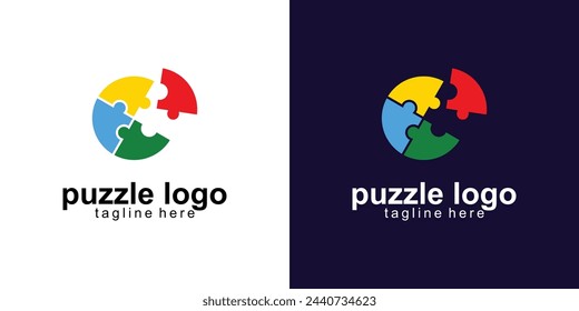 Simple puzzle logo design with unique concept| premium vector