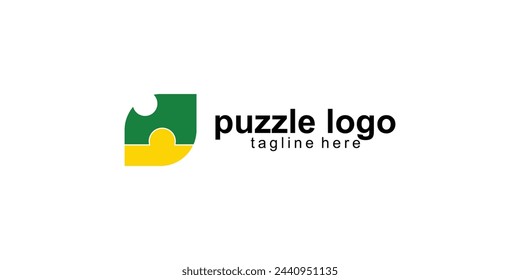 Simple puzzle logo design with unique concept| premium vector