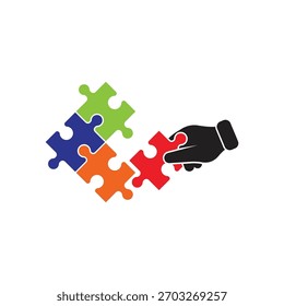 Simple puzzle logo design with unique concept premium vector.