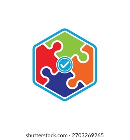 Simple puzzle logo design with unique concept premium vector.