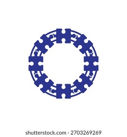 Einfaches Puzzle-Logo-Design mit einzigartigem Konzept Premium Vektor.