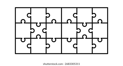 Simple puzzle piece icon isolated on white background. Minimal flat design symbol for problem solving, teamwork, connection, and business solution concepts.
