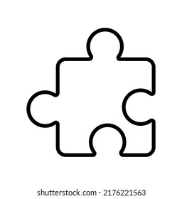 Simple Puzzle Piece Shape Flat Vector Outline Icon