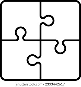 Simple puzzle pieces icon, 4 puzzle pieces are put together
