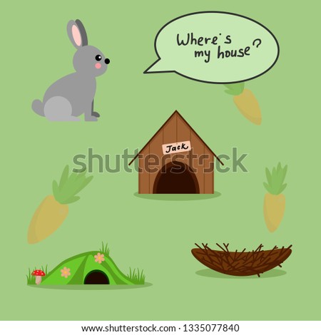 A simple puzzle for small children. Choose the correct answer to the three options. Cute illustration
